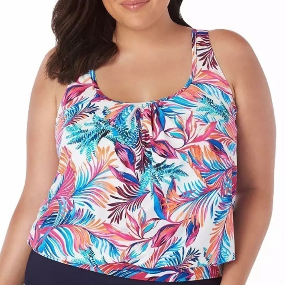 SWIM Solutions Sienna Shirred Neck Blouson Tankini